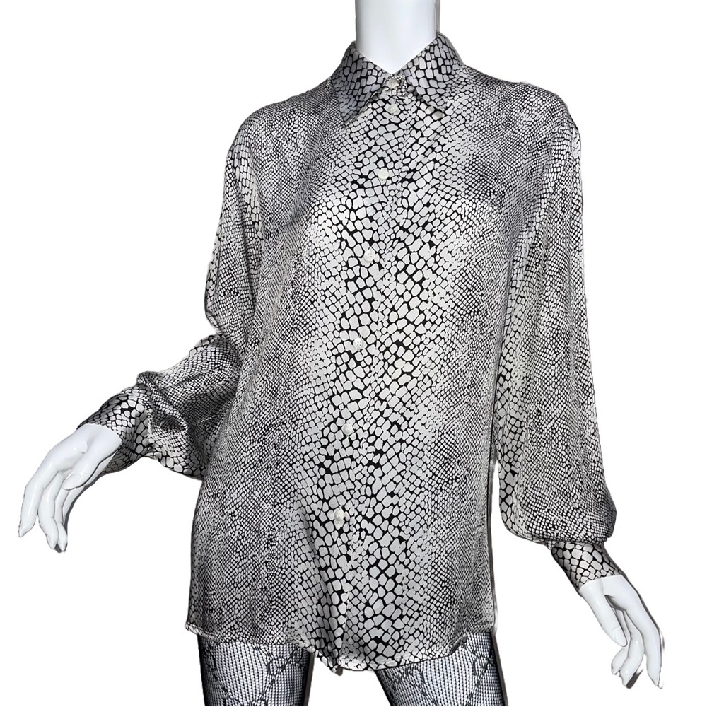 💙💖 Vintage 80s Donna Missoni Animal Print Button Down